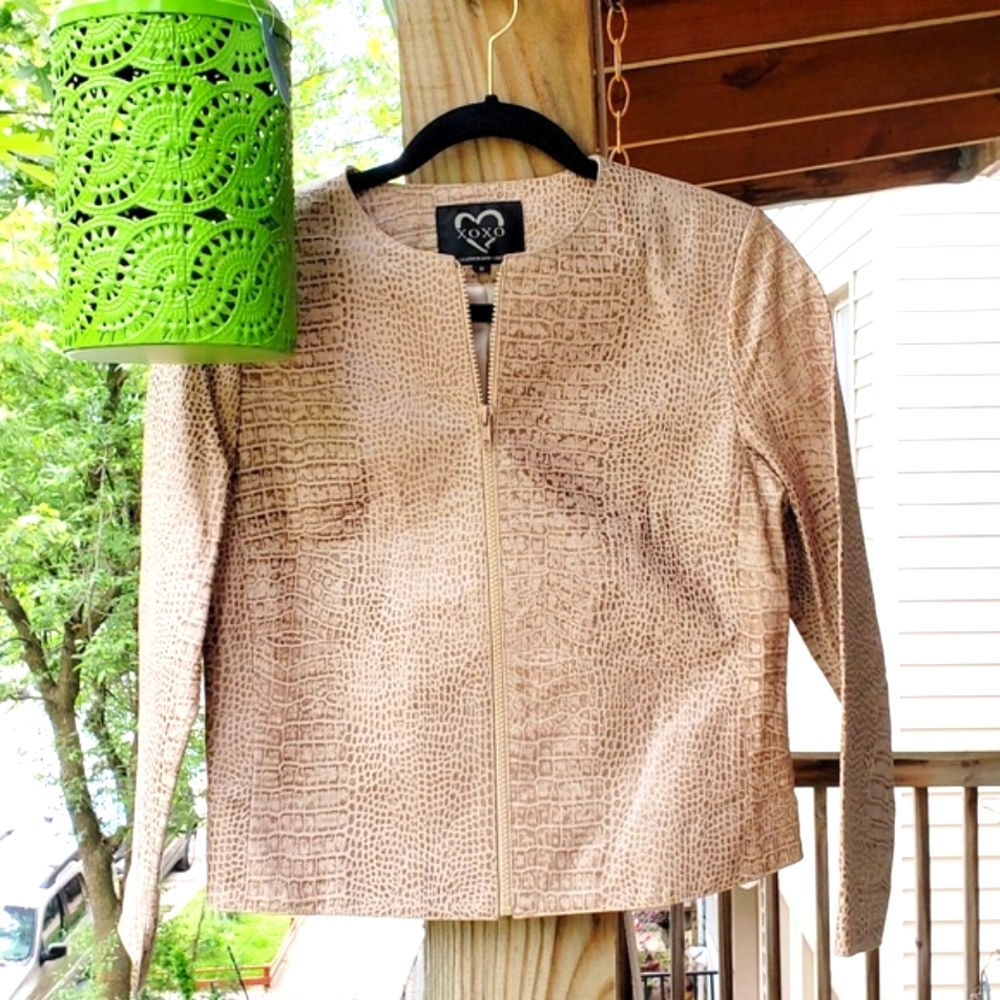 XOXO Snake Pattern Leather & Suede Jacket